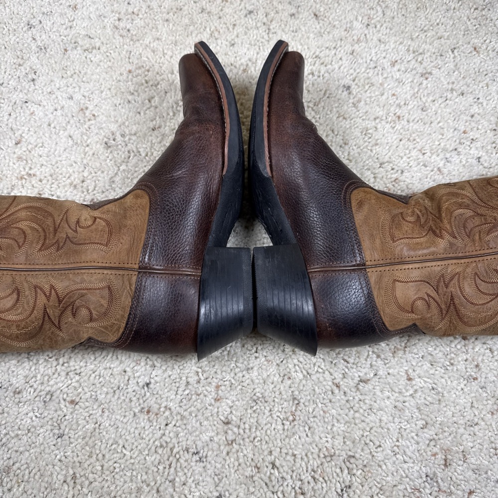 Ariat Cowboy Boots Brown Leather Square Toe Mens 10.5 D Style 10014025 EUC - Picture 5 of 9